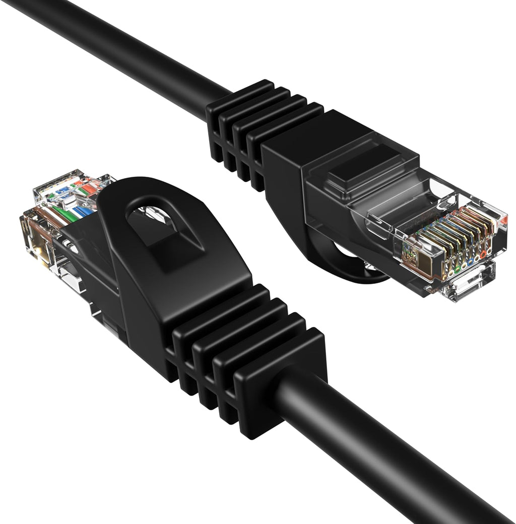 Cat5E 75FT Network Ethernet Patch Cable, 350Mhz Internet Wire, Compatible with PC, Laptop, Modem, Router, Tvs, Printer Cord, Consoles for Home and Office, Black